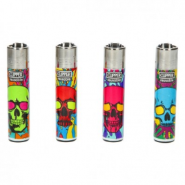 Briquet Clipper Colourfull Skulls