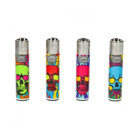 Briquet Clipper Colourfull Skulls